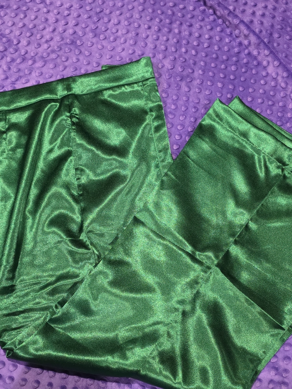 Satin Wide-Leg Pants in Emerald Green